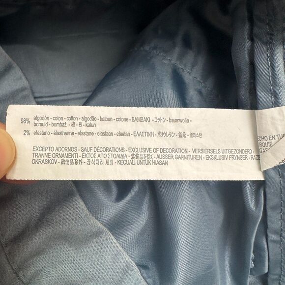 Zara Man Chino Pants Mens 31 Slate Blue Straight Leg Cotton Flat Front 32x27 - Picture 8 of 16